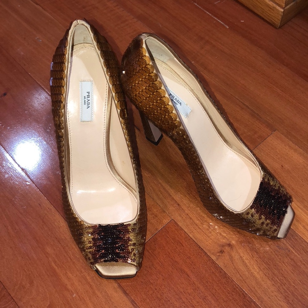 Prada full sequin ombré heels